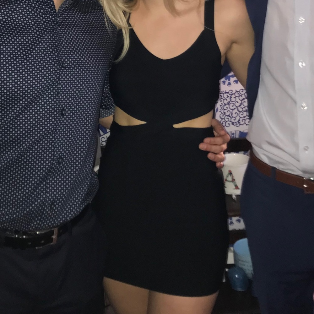 BCBG black cutout bandage dress